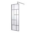 Hudson Reed 700mm Abstract Frame Wetroom Screen - Matt Black