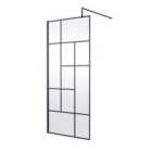 Hudson Reed 900mm Abstract Frame Wetroom Screen - Matt Black
