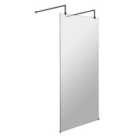 Hudson Reed 1100mm Wetroom Screen With Arms And Feet - Matt Black