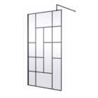 Hudson Reed 1100mm Abstract Frame Wetroom Screen - Matt Black