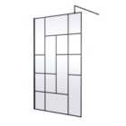 Hudson Reed 1200mm Abstract Frame Wetroom Screen - Matt Black