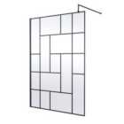 Hudson Reed 1400mm Abstract Frame Wetroom Screen - Matt Black