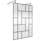 Hudson Reed 1400mm Abstract Frame Wetroom Screen With Support Bars - Matt Black