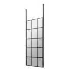 Hudson Reed 700mm Frame Screen With Ceiling Posts - Matt Black