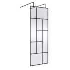 Hudson Reed 760mm Abstract Frame Wetroom Screen With Support Bars - Matt Black