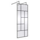 Hudson Reed 800mm Abstract Frame Wetroom Screen With Support Bars - Matt Black