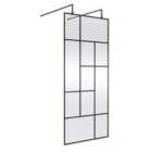 Hudson Reed 900mm Abstract Frame Wetroom Screen With Support Bars - Matt Black