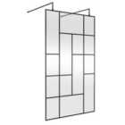 Hudson Reed 1200mm Abstract Frame Wetroom Screen With Support Bars - Matt Black