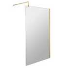Hudson Reed 1100mm Wetroom Screen With Brass Support Bar - Brushed Brass