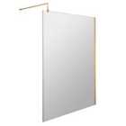 Hudson Reed 1200mm Wetroom Screen w/ Support Bar - Brass