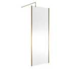 Hudson Reed 800mm Outer Framed Wetroom Screen With Support Bar - Brushed Brass