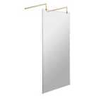 Hudson Reed 1000mm Wetroom Screen With Arms And Feet - Brushed Brass