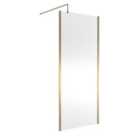 Hudson Reed 900mm Outer Framed Wetroom Screen With Support Bar - Brushed Brass