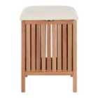 Walnut Wood Storage Stool With Seat Pad