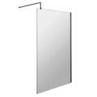 Hudson Reed 1200mm Wetroom Screen With Black Support Bar - Matt Black