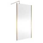 Hudson Reed 1100mm Outer Framed Wetroom Screen With Support Bar - Brushed Brass