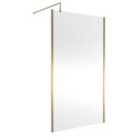 Hudson Reed 1200mm Outer Framed Wetroom Screen With Support Bar - Brushed Brass