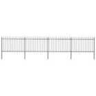 vidaXL Garden Fence With Spear Top Steel 6.8X1.2 M Black