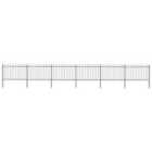 vidaXL Garden Fence With Spear Top Steel 10.2X1.2 M Black