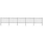 vidaXL Garden Fence With Hoop Top Steel 8.5X1.2 M Black