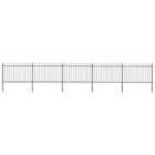 vidaXL Garden Fence With Spear Top Steel 8.5X1.2 M Black