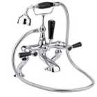 Hudson Reed Black Topaz With Lever & Domed Collar Bath Shower Mixer - Chrome / Black