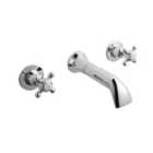 Hudson Reed White Topaz With Crosshead & Domed Collar 3 Tap Hole Wall Mounted Basin Mixer - Chrome