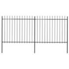 vidaXL Garden Fence With Spear Top Steel 3.4X1.5 M Black
