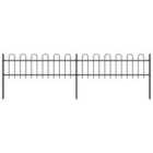 vidaXL Garden Fence With Hoop Top Steel 3.4X0.6 M Black
