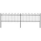 vidaXL Garden Fence With Hoop Top Steel 3.4X0.8 M Black
