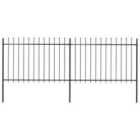 vidaXL Garden Fence With Spear Top Steel 3.4X1.2 M Black