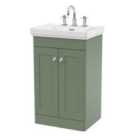 Nuie Classique 500mm Floor Standing 2-door Unit & Basin 3 Tap Holes - Satin Green