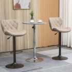 HOMCOM Swivel Set Of 2 Bar Stools Light Khaki