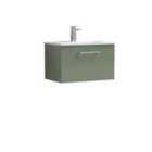 Nuie Arno 600mm Wall Hung 1 Drawer Vanity & Minimalist Basin Satin Green