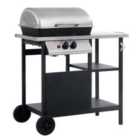 vidaXL Gas BBQ Grill with 3-layer Side Table Black and Silver