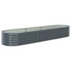 vidaXL Garden Raised Bed 320x80x44cm Galvanised Steel Grey