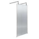Hudson Reed 900mm Fluted Wetroom Screen With Arms & Feet - Matt Black