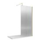 Hudson Reed 80cm Fluted Wetroom Screen w/Support Bar - Brass