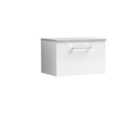 Nuie Arno Wall Hung 1 Drawer Vanity & Bellato Grey Laminate Top - Gloss White