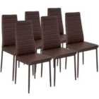 Tectake 6 Dining Chairs Synthetic Leather - Cappuccino Brown
