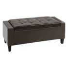 HOMCOM 40x90cm PU Leather Storage Ottoman Wood Frame - Brown