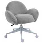 HOMCOM Fluffy Leisure Chair Office Chair with Backrest Armrest Wheels - Grey