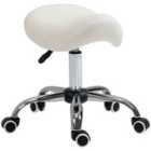 HOMCOM PU Leather Saddle Stool with Moulded Padded Seat - Cream