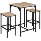 Tectake Inverness Dining Table And 2 Chairs Set - Dark Brown