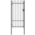 vidaXL Fence Gate Single Door With Arched Top Steel 1X2 M Black
