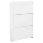 GFW Narrow High Gloss 3 Tier Shoe Cabinet - White