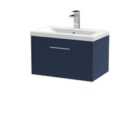 Hudson Reed Juno Wall Hung Single Drawer Vanity & Mid-Edge Basin - Electric Blue