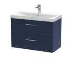 Hudson Reed Juno 800mm Wall Hung 2 Drawer Vanity & Thin-Edge Basin - Electric Blue