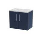 Hudson Reed Juno 600mm Wall Hung 2 Door Vanity & Bellato Grey Laminate Top - Electric Blue