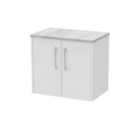Hudson Reed Juno 600mm Wall Hung 2 Door Vanity & Bellato Grey Laminate Top - White Ash